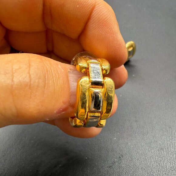 VTG Chunky Chain Gold & Silver Link Studs Earrings RetroStyle Timeless - Picture 5 of 5